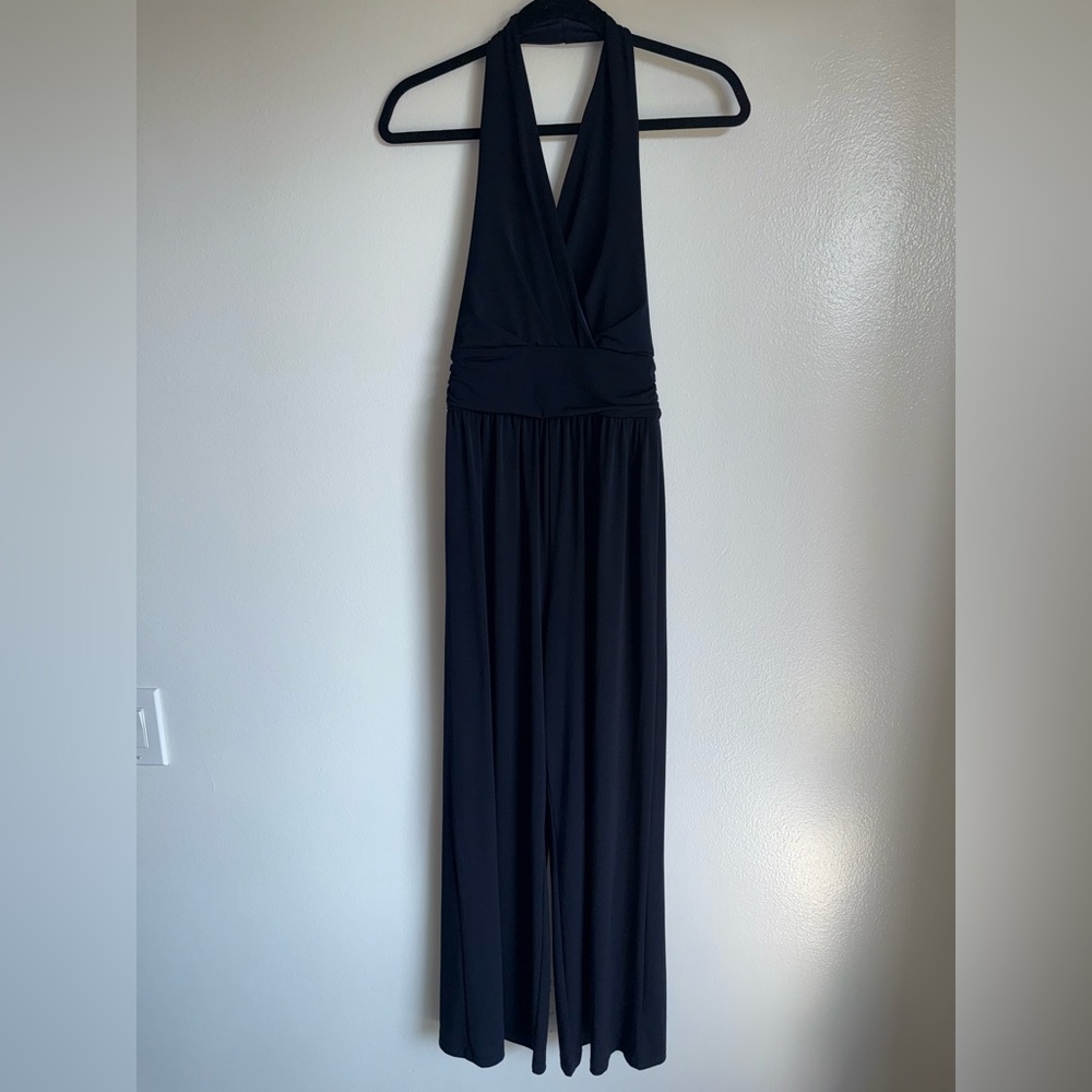 THX by Thanx Collection Navy Maxi Wide Leg Halter Jumpsuit Romper Small